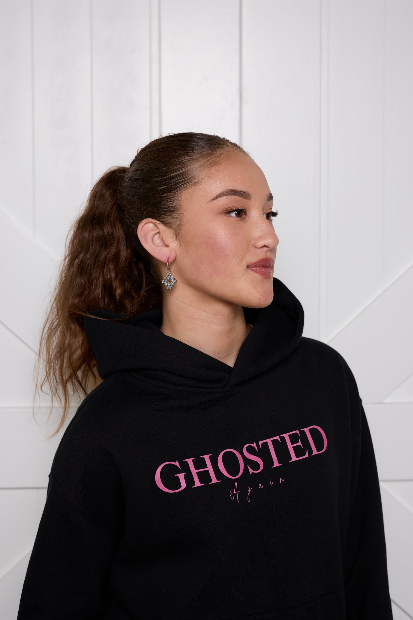 Women's Slim Fit Hoodies - Ghosted again (Black Logo)